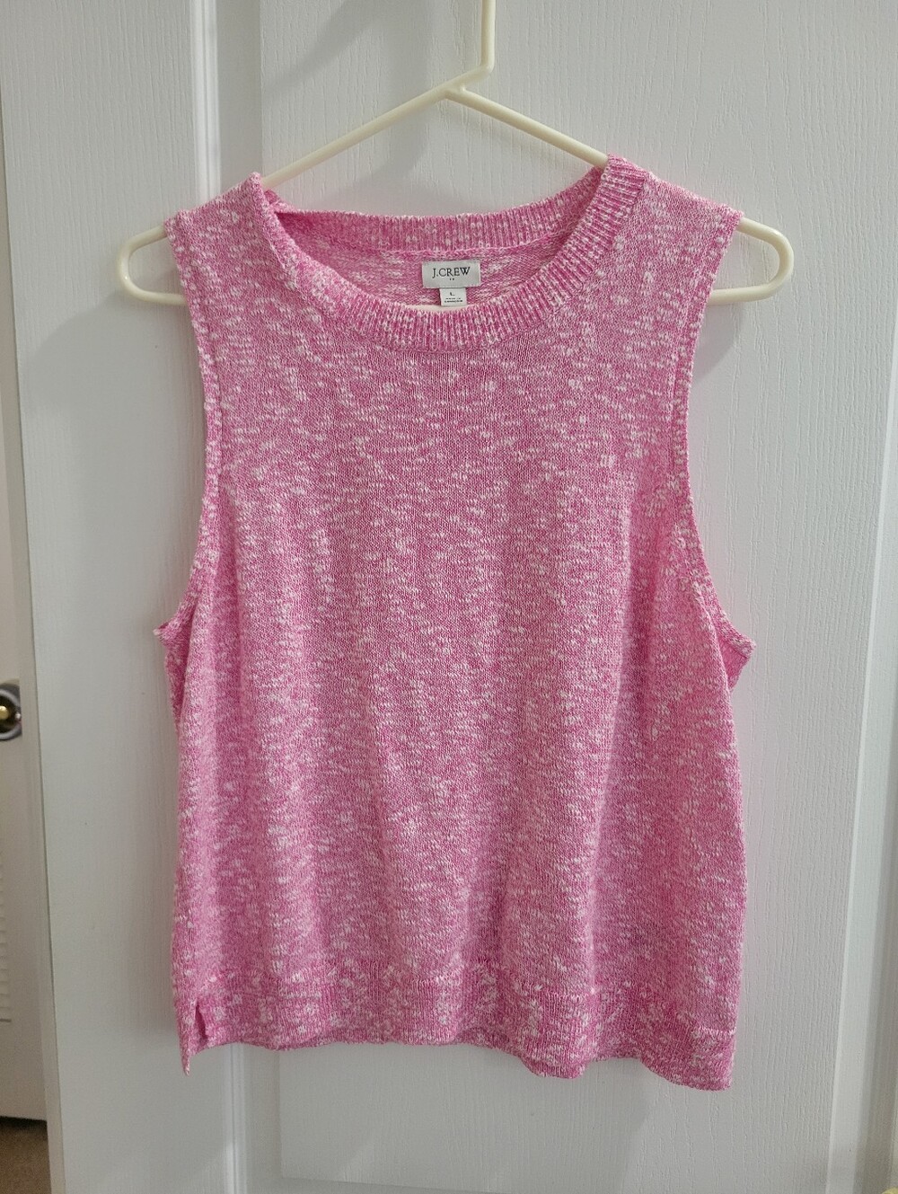 J Crew Re-Imagined Pink Marled Cotton Blend Sleeveless Sweater Shell Vest Size L